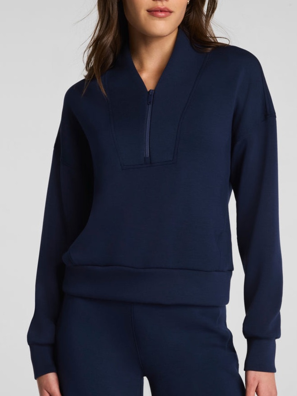 Spanx AirEssentials Half Zip sweatshirt Timeless Navy Sz L